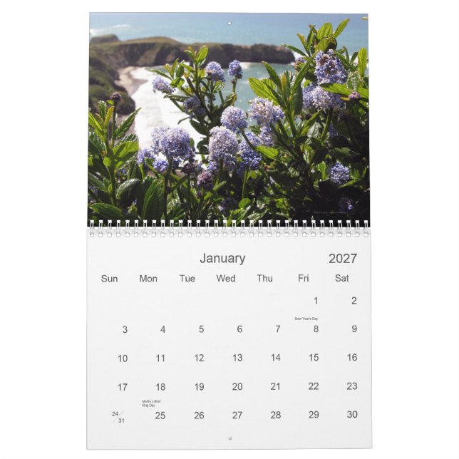 Mural Calendrier des vues 2012 de fleur sauvage (Jan 2027)