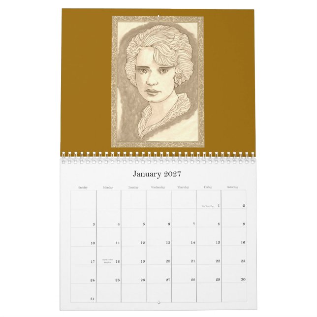 Mural Calendrier d'hiver (Jan 2027)