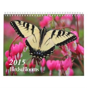 Mural Calendrier d'oiseaux et de fleurs 2015