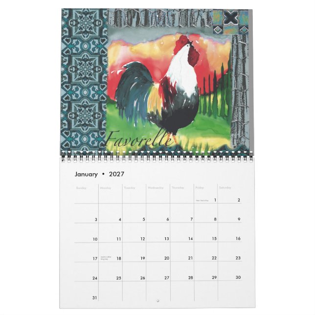Mural Calendrier du coq 2016 (Jan 2027)