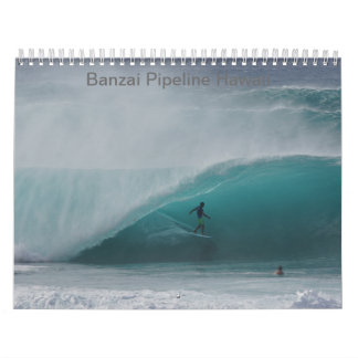 Mural Calendrier du grand Surf d'hiver du pipeline