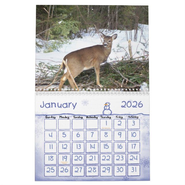 Mural Calendrier en bois et d'eaux 2013 du Maine (Jan 2026)