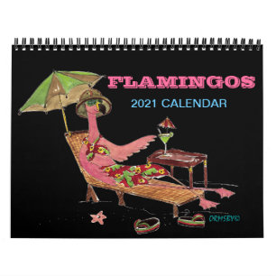 Mural Calendrier Flamants roses