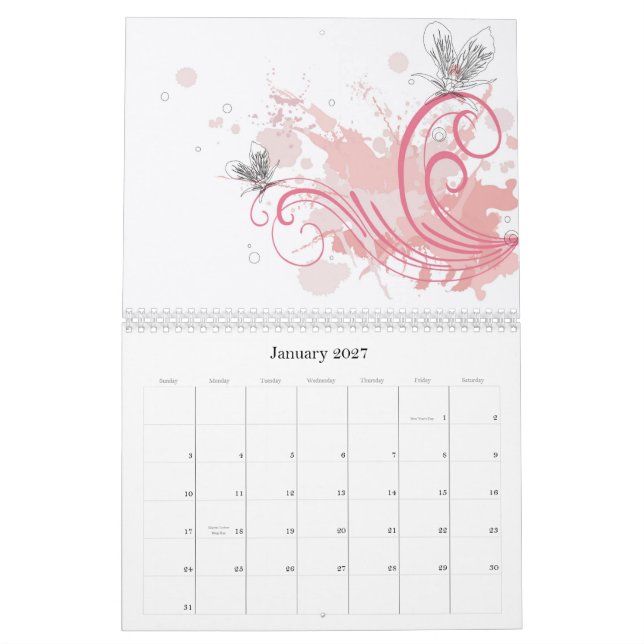 Mural Calendrier floral (Jan 2027)