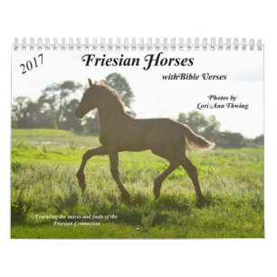 Mural Calendrier frison de cheval avec des vers de bible