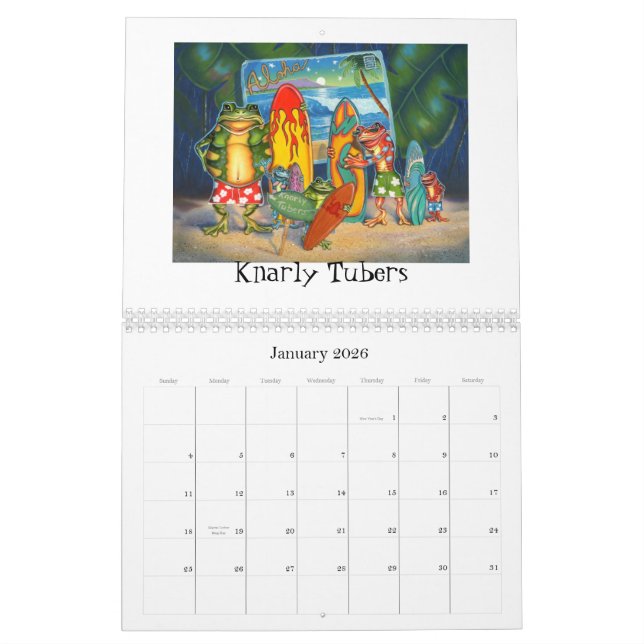 Mural Calendrier génial d'art de grenouille par Jeff (Jan 2026)