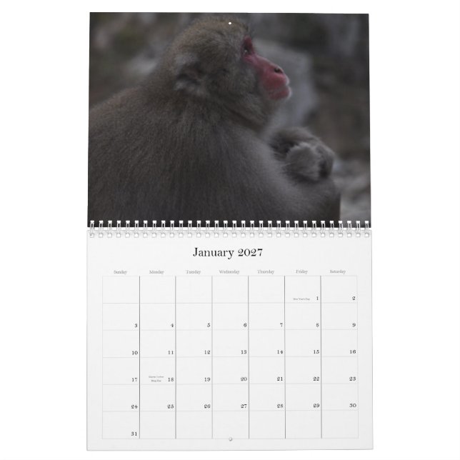 Mural Calendrier japonais de Macaques (Jan 2027)