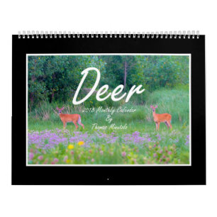 Mural Calendrier mensuel des cerfs communs 2018 par