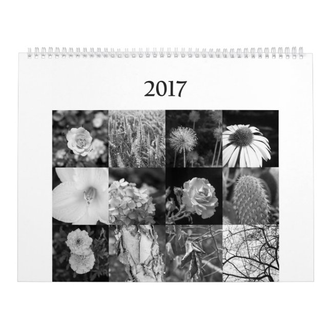 Mural calendrier noir et blanc pour des amants de nature (Protection)