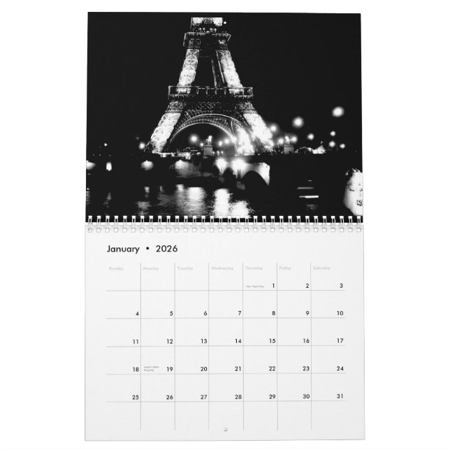 Mural Calendrier noir et du blanc 2012 (Jan 2026)