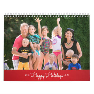 Mural Calendrier personnalisé Red Happy Holidays