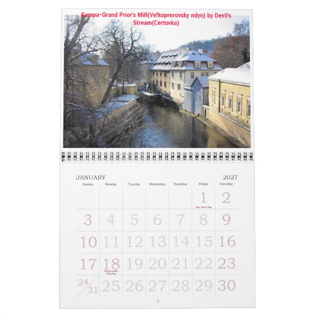 Mural Calendrier PRAGUE 2009 - Customisé (Jan 2027)