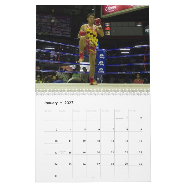Mural Calendrier thaïlandais de Muay (Jan 2027)