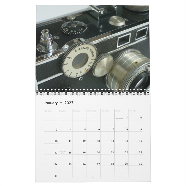 Mural Calendrier vintage 2015 d'appareils-photo (Jan 2027)