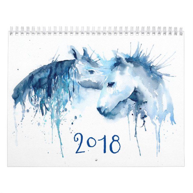 Mural Cheval 2018 d'aquarelle de calendrier (Protection)