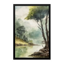 Misty River Escape - Tranquille Nature Wall Art