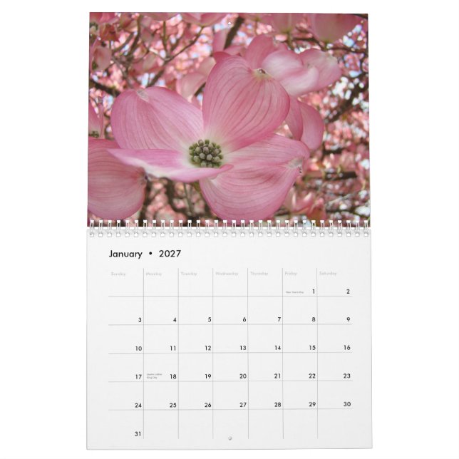 Mural Fleurs de cadeaux de calendrier d'ARBRES de (Jan 2027)