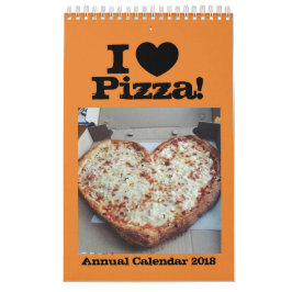 Mural J'aime le calendrier annuel 2018 de pizza