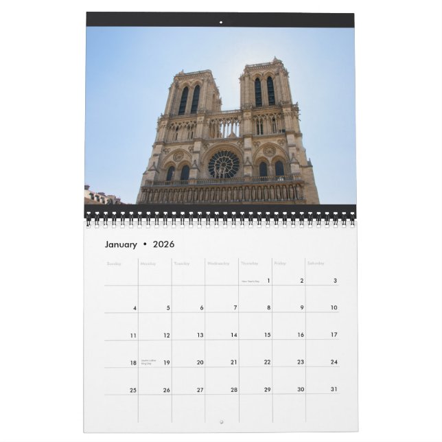 Mural Notre Dame et calendrier 2014 de Sainte-Chapelle (Jan 2026)