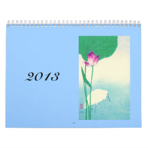 Mural Oiseaux, arbres et calendrier japonais de fleurs