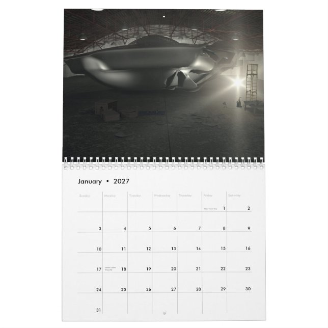 Mural OVNI et calendrier Alien (Jan 2027)