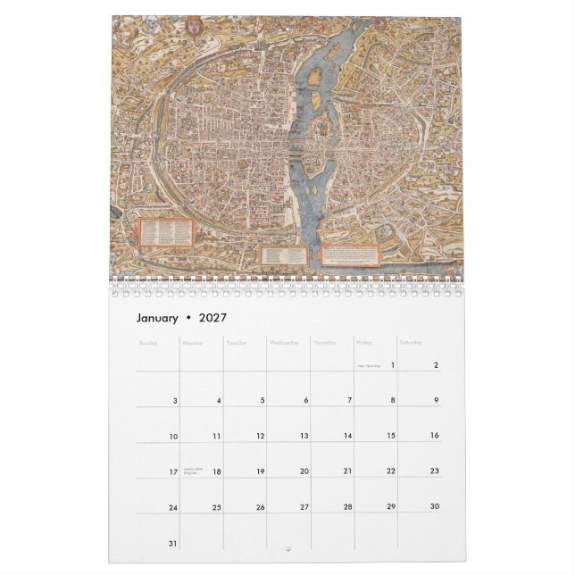 Mural Paris vintage trace le calendrier (Jan 2027)