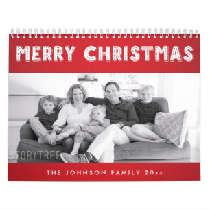 Mural Rouge Blanc Joyeux Noël Calendrier personnalisé