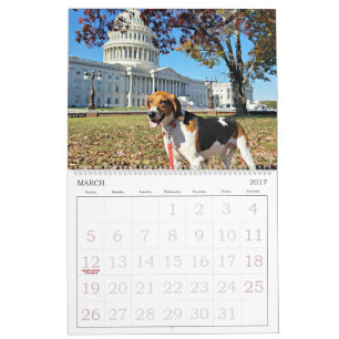 Mural Secteur de chien calendrier de 18 mois