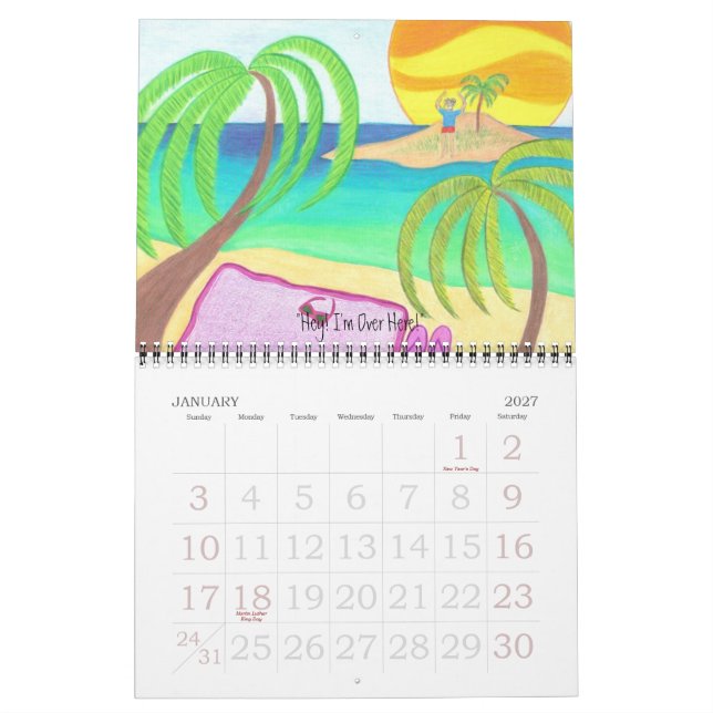 Mural Un an à la plage Calendrier (Jan 2027)