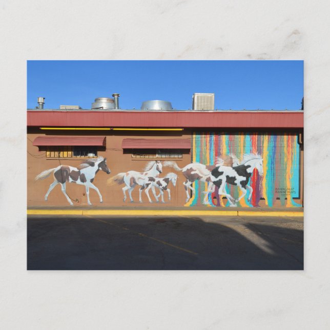Mural von Paint Horses, Tucumcari, New Mexico Postkarte (Vorderseite)