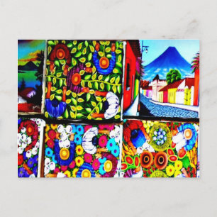 Murale folklorique maya Guatemala carte postale