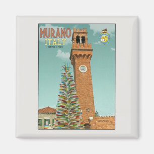 Murano Campanile und Glaskrone Magnet