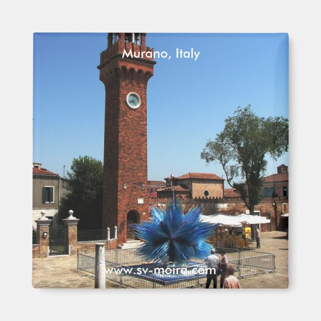 Murano, Italien Uhrturm und Glasskulptur Magnet (Vorne)