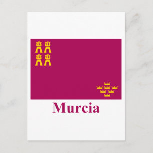 Murcia-Flagge mit Namen Postkarte
