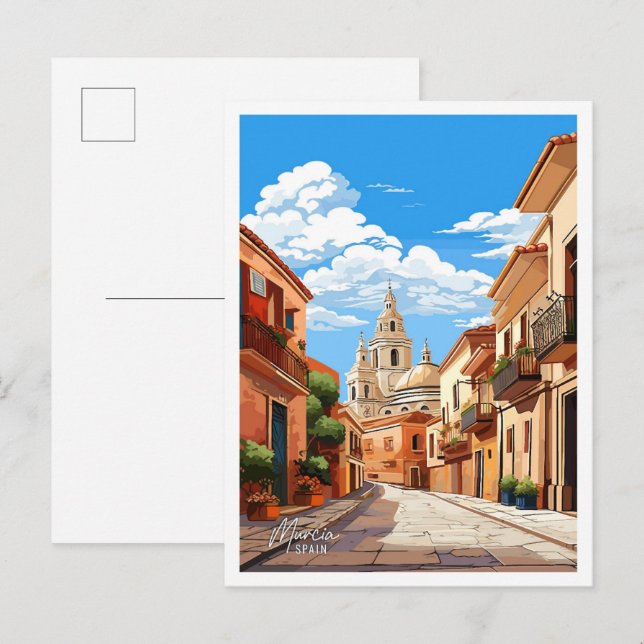 Murcia Spain Art Vintage Travel Illustration Postkarte (Vorne/Hinten)