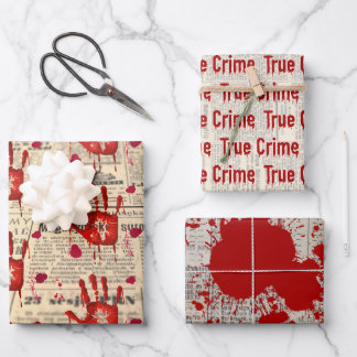 Murder mystery crime fan cold case bloody geschenkpapier set