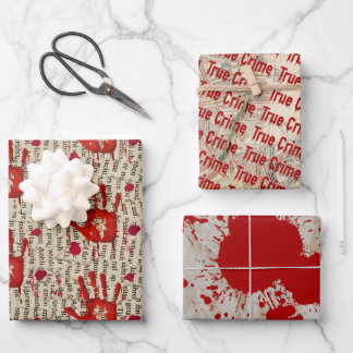 Murder mystery crime fan cold case bloody geschenkpapier set