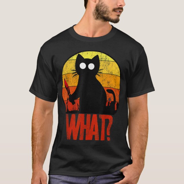 Murderous Black Psycho Niedlich Cat What Knife Chr T-Shirt (Vorderseite)