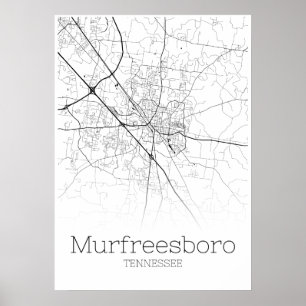 Murfreesboro Karte - Tennessee - Poster