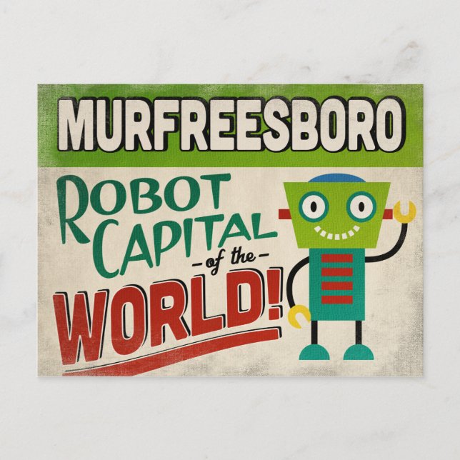 Murfreesboro Tennessee Robot - Funny Vintag Postkarte (Vorderseite)