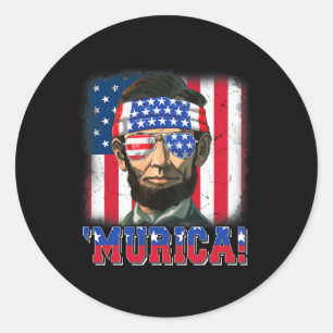 Murica Abe Lincoln 4. Juli Murica Patriotisch Ich Runder Aufkleber