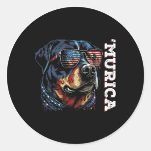 Murica Patriotic Rottweiler 4. Juli Hund Runder Aufkleber
