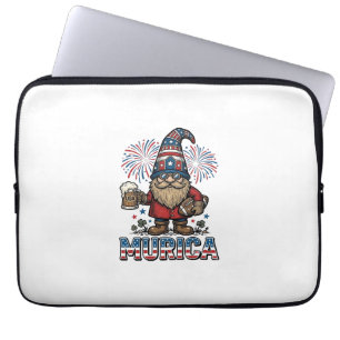 Murica Patriotischer Gnom Bier Vintage-Shirt-Desig Laptopschutzhülle
