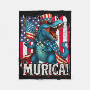 Murica T Rex Dinosaur 4. Juli Amerikanische Flagge Fleecedecke