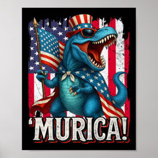 Murica T Rex Dinosaur 4. Juli Amerikanische Flagge Poster