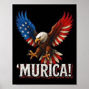 Murica Weißkopfseeadler 4. Juli Amerikanische Flag Poster