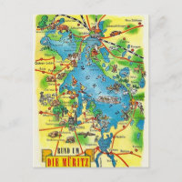 Müritz Deutschland Farbige Karte Postkarte