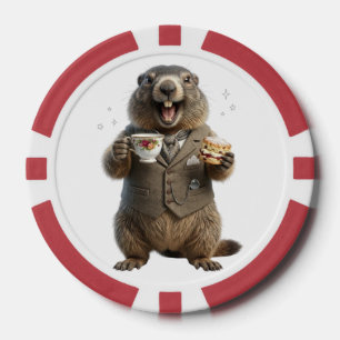 Murmeltier beim Teetrinken Pokerchips