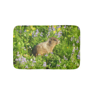 Murmeltier in Mount Rainier Wildblumen Badematte