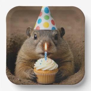 Murmeltier zum Geburtstag mit einem Cupcake Pappteller